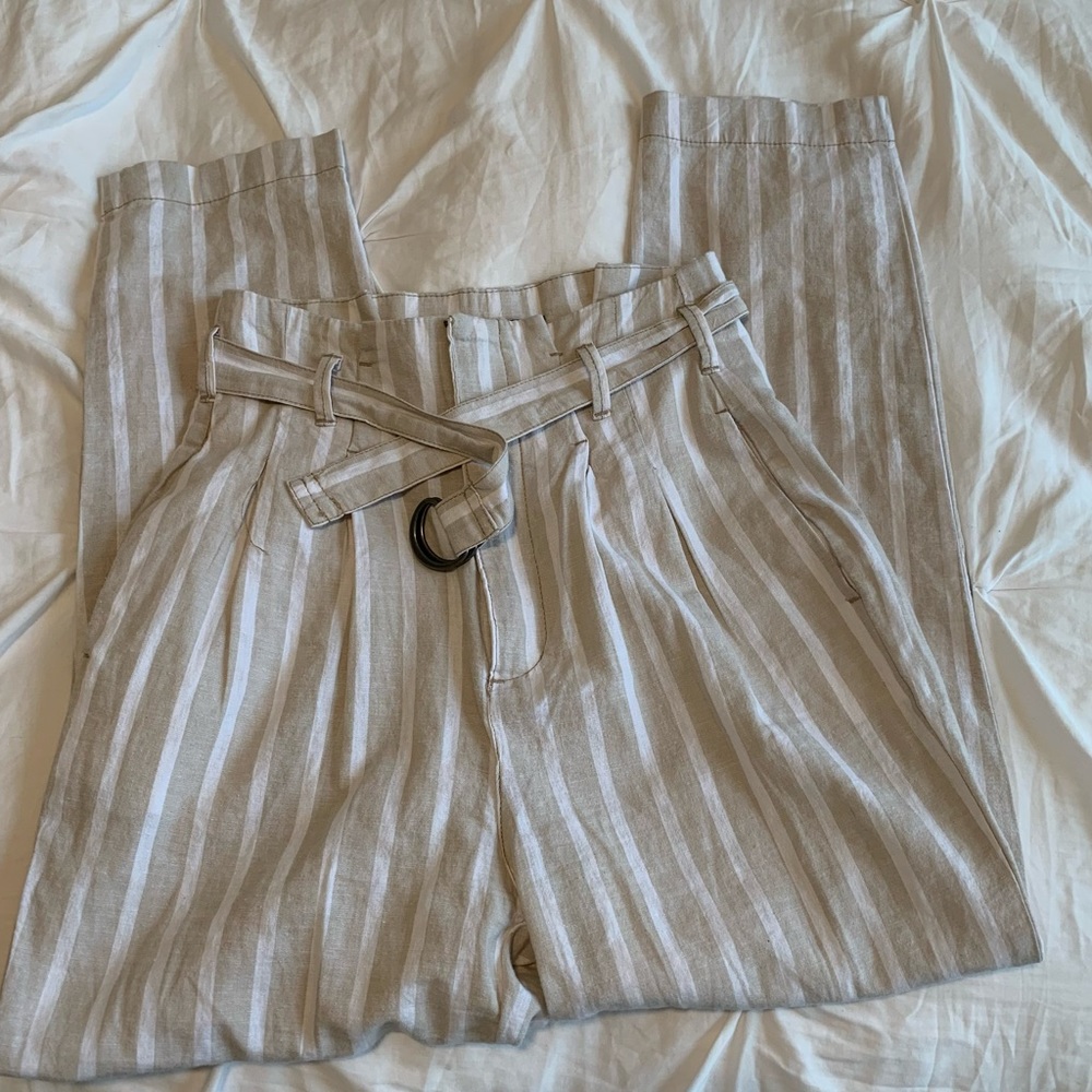 Abercrombie & Fitch Striped Beige Trousers